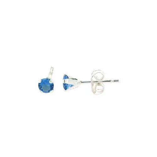 Sterling Silver 4mm Round Tanzanite CZ Stud Earrings-2