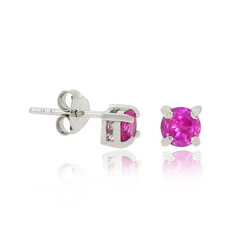 Sterling Silver .925 4mm Hot Pink cz Stone Prong Small Stud Earrings-3