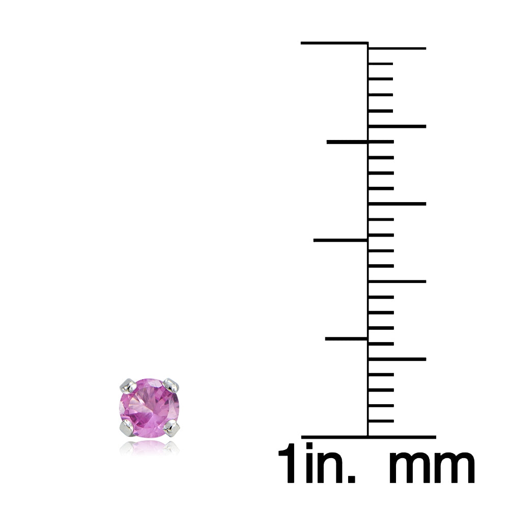 Sterling Silver .925 4mm Hot Pink cz Stone Prong Small Stud Earrings-5