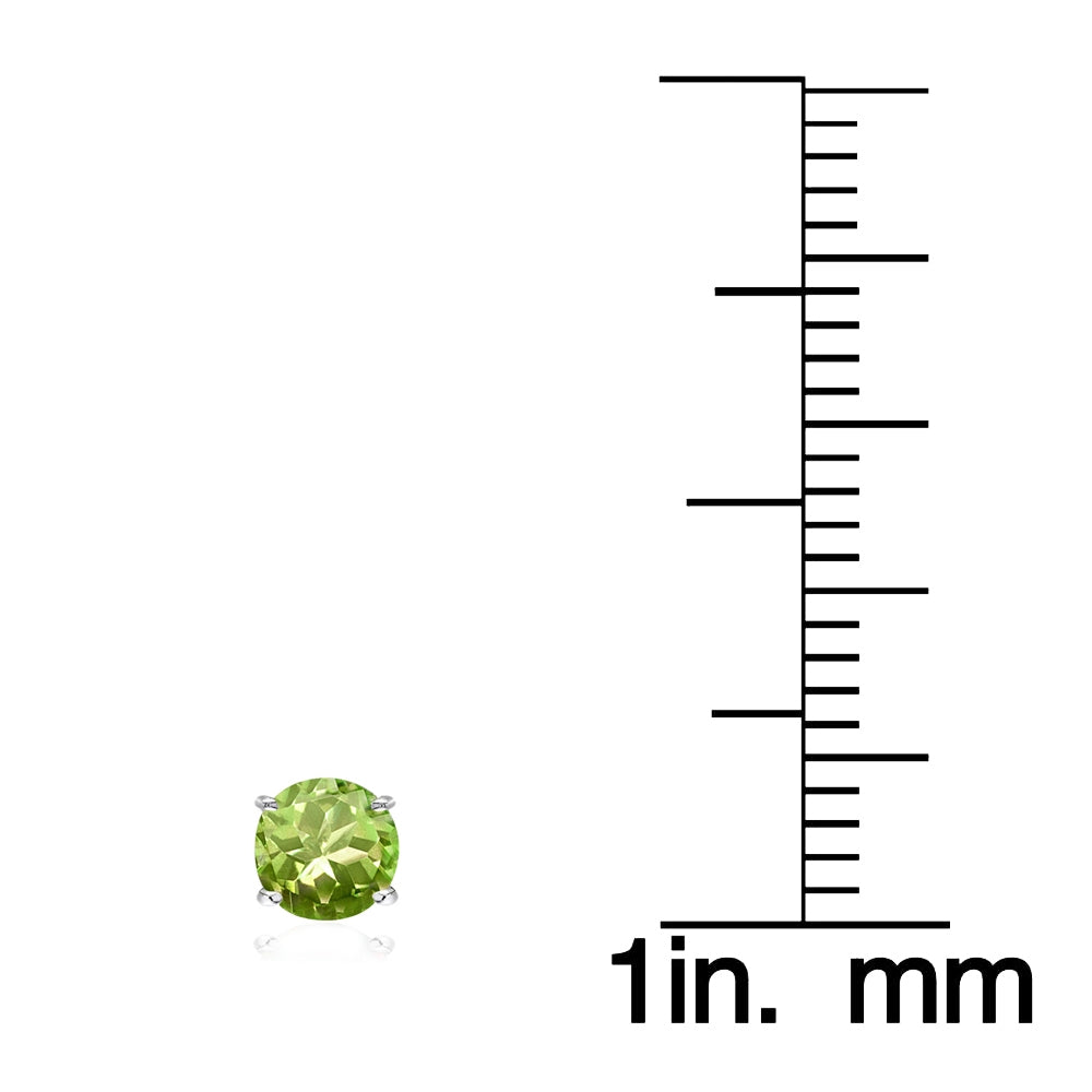 Sterling Silver Peridot 4mm Round-Cut Solitaire Stud Earrings-5