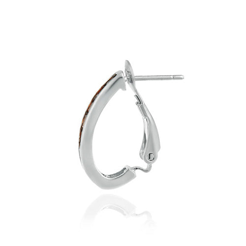 Sterling Silver Orange CZ Half Hoop Earrings-2