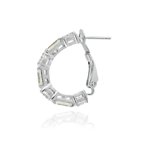 Sterling Silver Yellow & White CZ Hoop Earrings-2