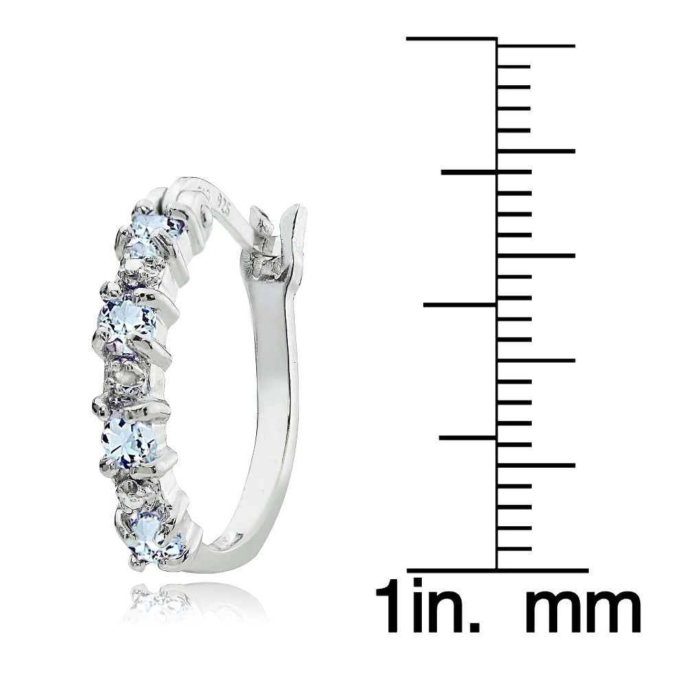 Sterling Silver Blue Topaz & Diamond Accent Hoop Earrings-3
