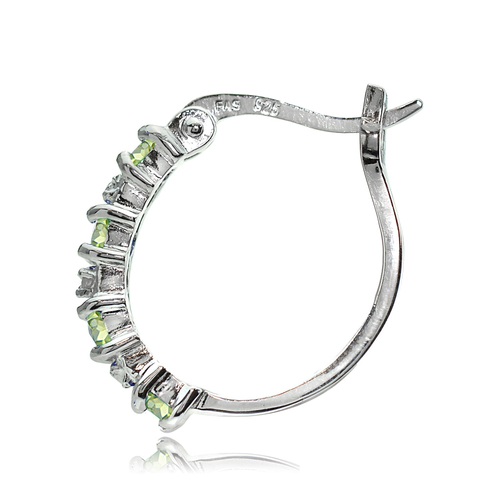 Sterling Silver Peridot and Diamond Accent Hoop Earrings-2