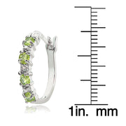 Sterling Silver Peridot and Diamond Accent Hoop Earrings