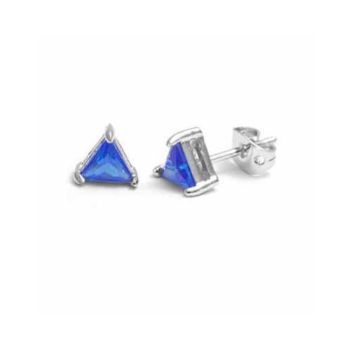 Sterling Silver Tanzanite CZ Triangle Studs Earrings-2