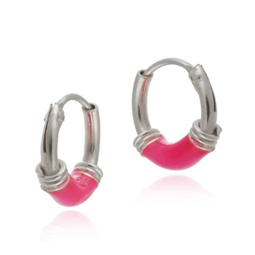 Sterling Silver Pink Enamel Mini Earrings