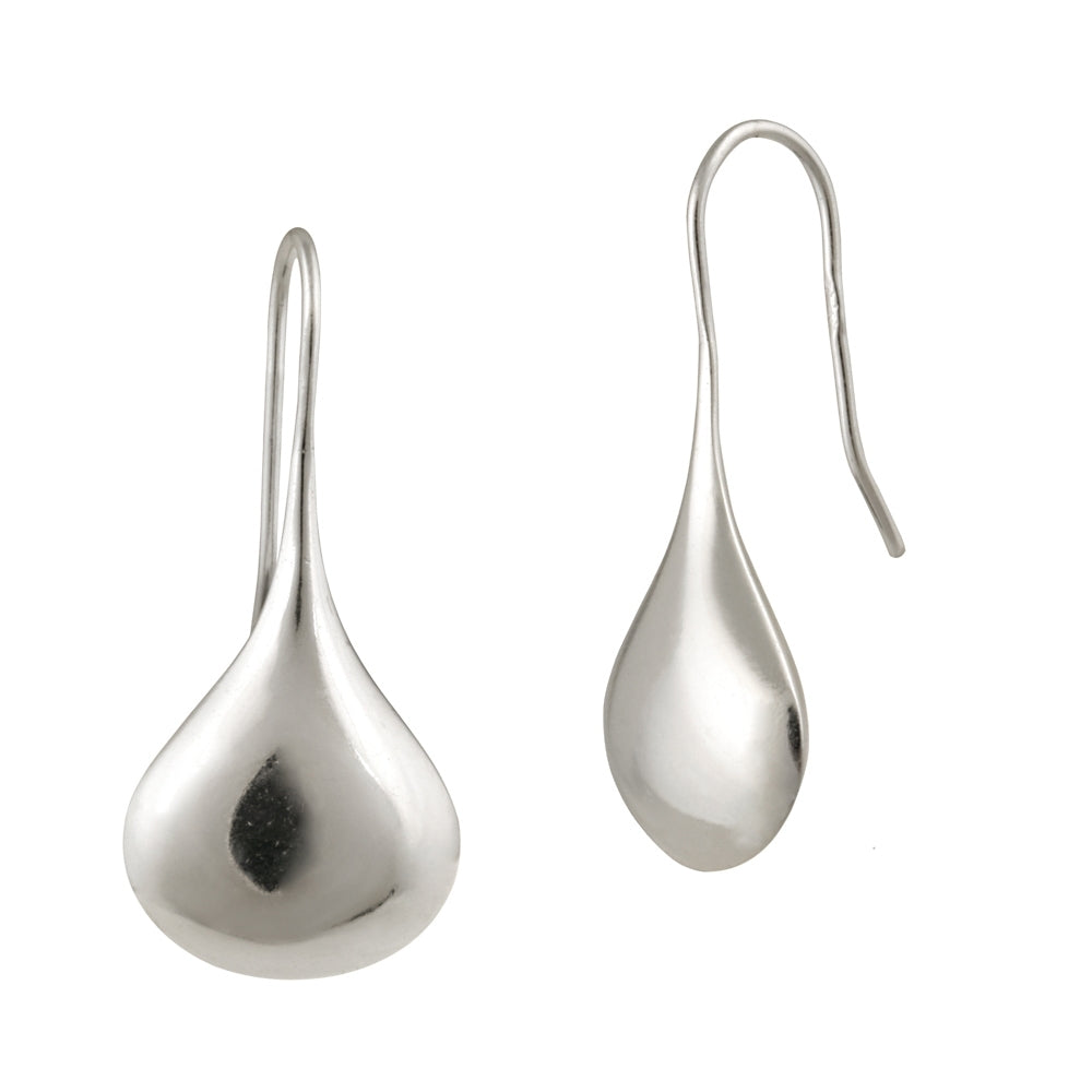 Sterling Silver Lotus Polished Drop Earrings