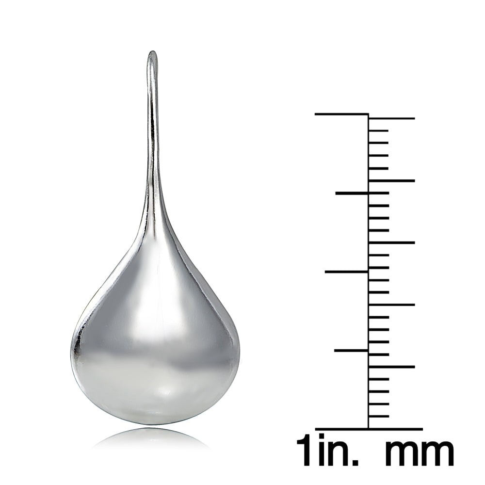 Sterling Silver Lotus Polished Drop Earrings-2