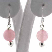 Sterling Silver Rose Quartz Ball Dangle Earrings