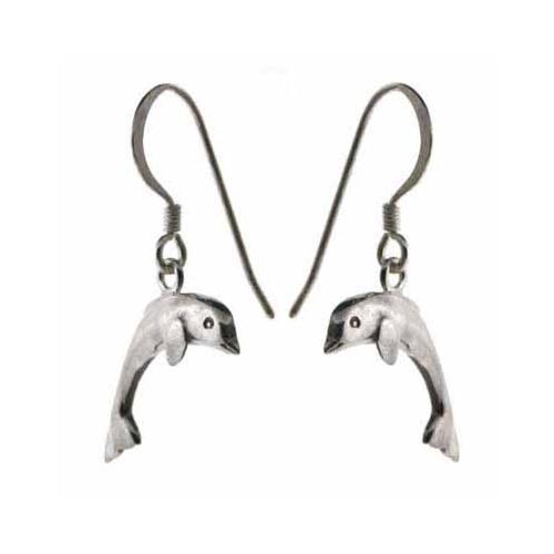 Sterling Silver Dolphin Dangle Earrings