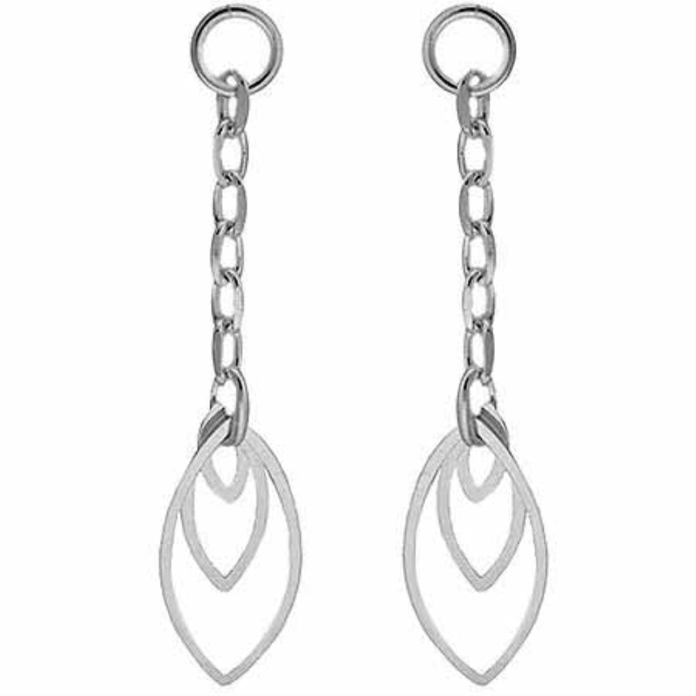 Sterling Silver Chain Dangling Leaf Earrings