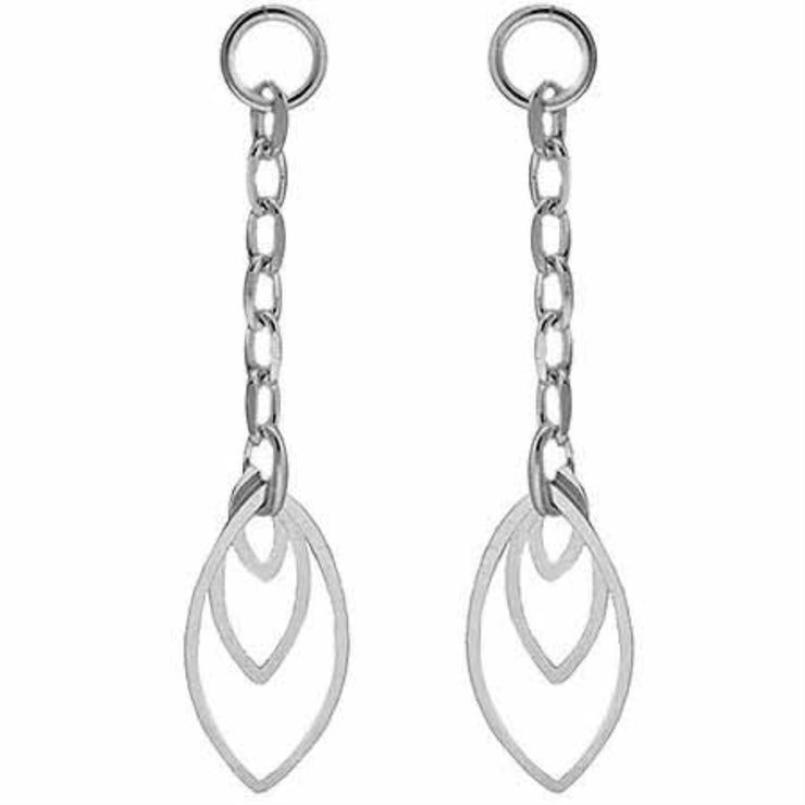 Sterling Silver Chain Dangling Leaf Earrings