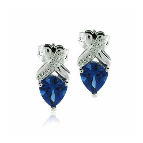 Sterling Silver Created Tanzanite CZ X Earrings