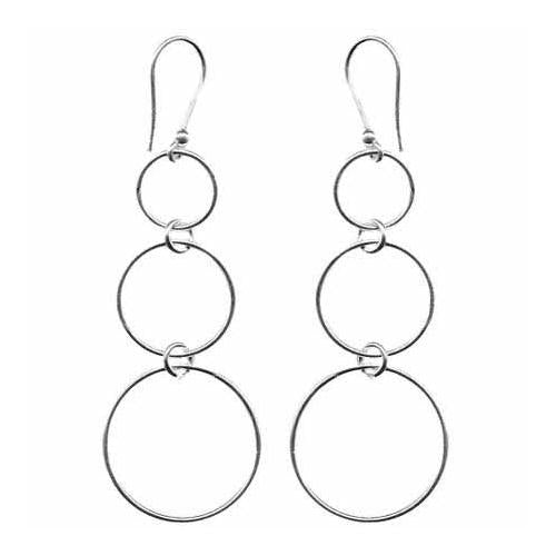 Sterling Silver Intertwining Three Hoop Earrings