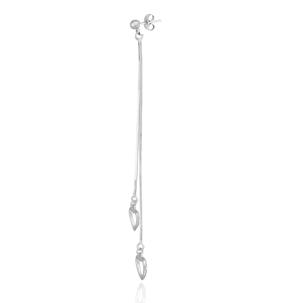 Sterling Silver Double Heart Chain Earrings-2