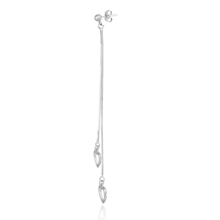 Sterling Silver Double Heart Chain Earrings