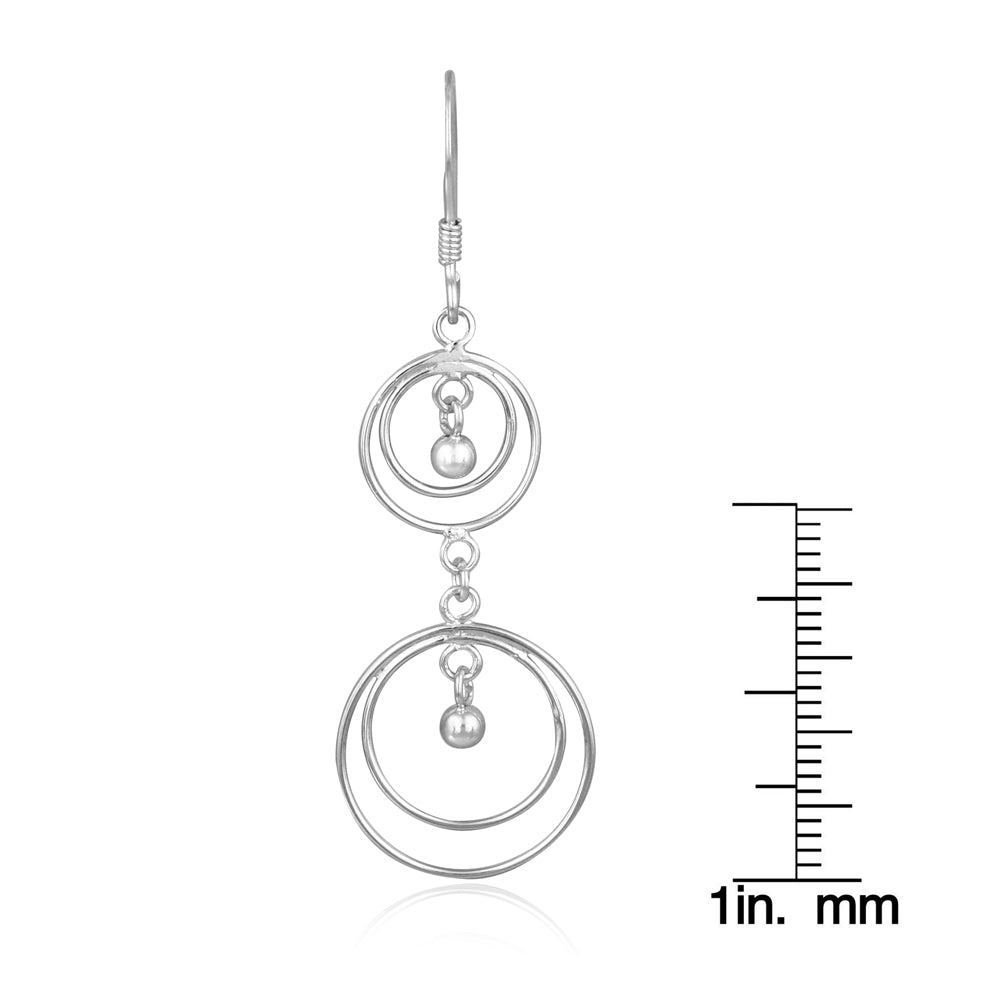 Sterling Silver Hoop Within A Hoop Bead Earrings-3