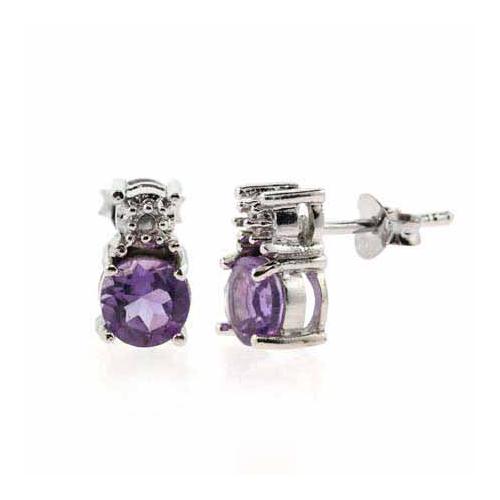 Sterling Silver Amethyst & Diamond Accent Earrings