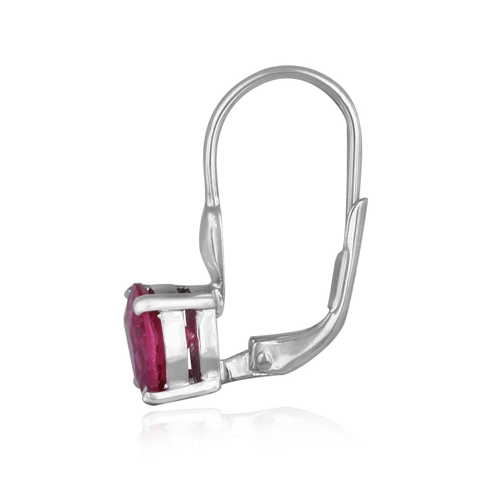 Sterling Silver 2.56ct Dark Pink CZ Leverback Earrings-2