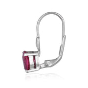 Sterling Silver 2.56ct Dark Pink CZ Leverback Earrings