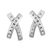 Sterling Silver Created Diamond cz X Earrings