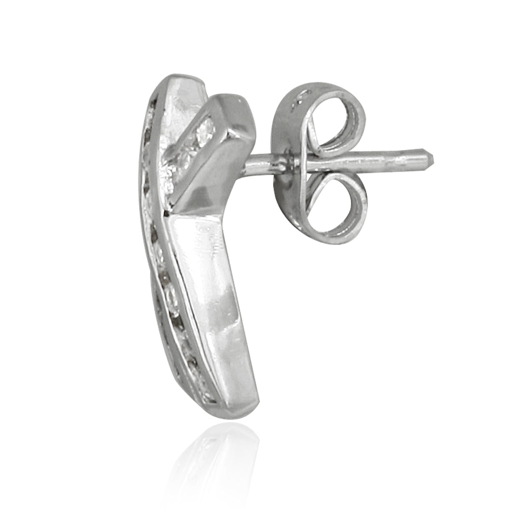 Sterling Silver Created Diamond cz X Earrings-2