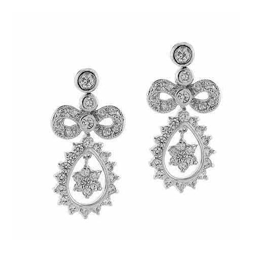 Sterling Silver CZ Bow & Teardrop Flower Earrings
