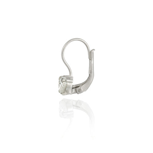 Sterling Silver CZ Heart Lever-Back Earrings
