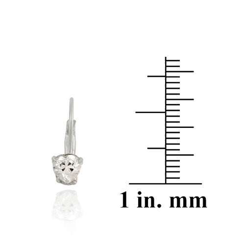 Sterling Silver CZ Heart Lever-Back Earrings-3