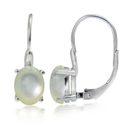 Sterling Silver Mother Of Pearl Oval Leverback Earrings