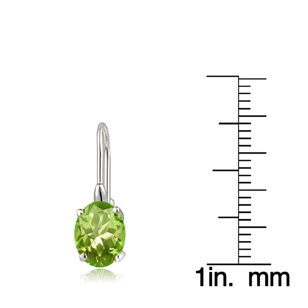 Sterling Silver Peridot 8x6mm Oval Leverback Earrings-4
