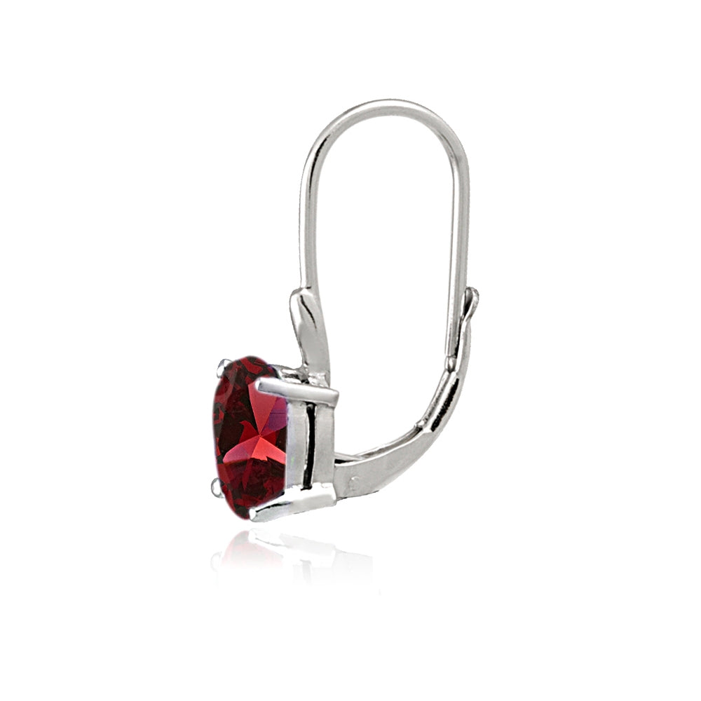 Sterling Silver Created Ruby 8x6mm Oval Leverback Earrings-3