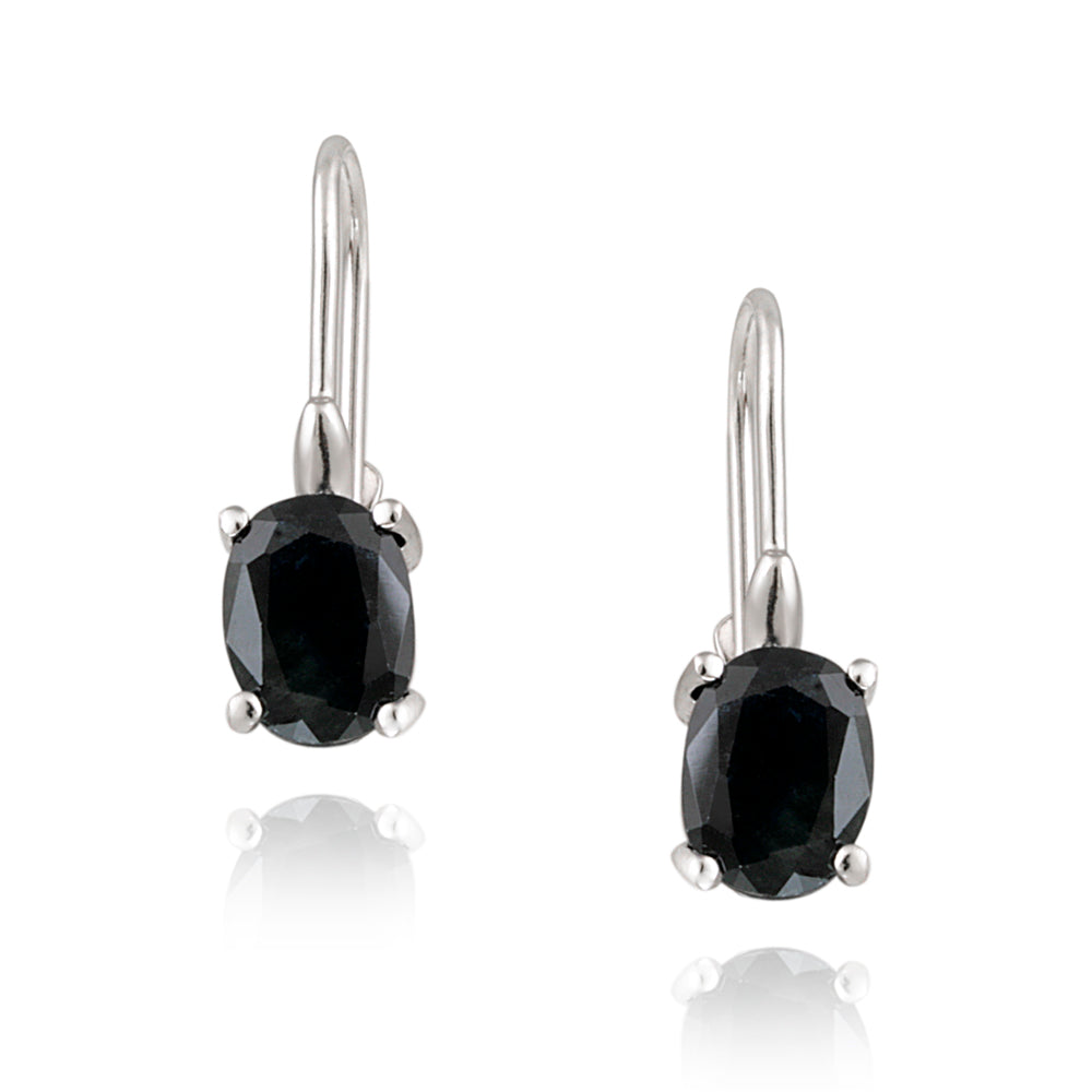 Sterling Silver 3.2ct Sapphire Oval Leverback Earrings-2
