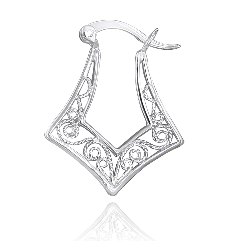 Sterling Silver Filigree Geometric Earrings-2
