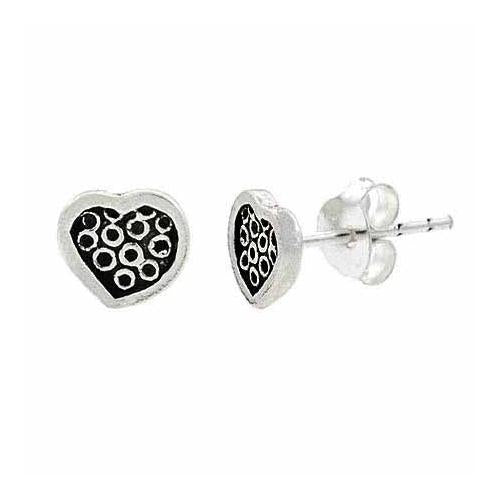 Sterling Silver Dotted Heart Stud Children's Earrings