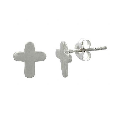 Sterling Silver Small Cross Children's Stud Earrings