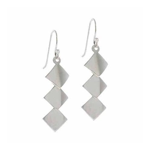 Sterling Silver Diamond Shaped Disc Dangle Earrings