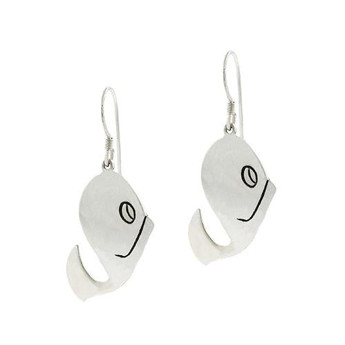 Sterling Silver Smile Whale Earrings