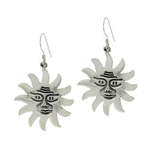 Sterling Silver Smile Sun Dangle Earrings