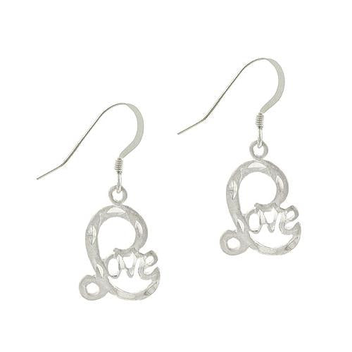Sterling Silver "Love" Dangle Earrings