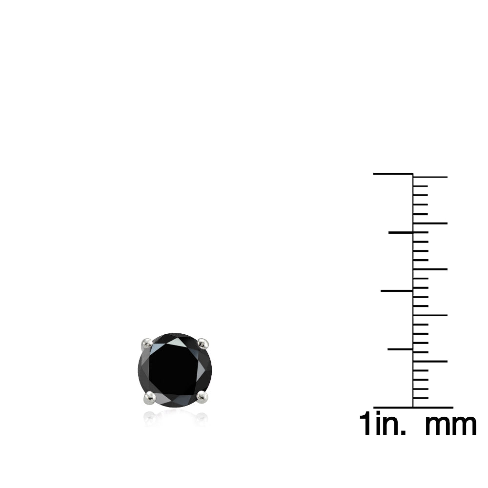 Sterling Silver 4ct Black Cubic Zirconia 8mm Round Stud Earrings-3