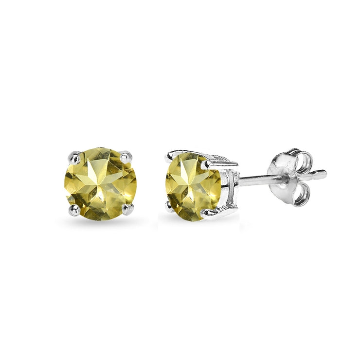 Sterling Silver Citrine 5mm Round-Cut Solitaire Stud Earrings