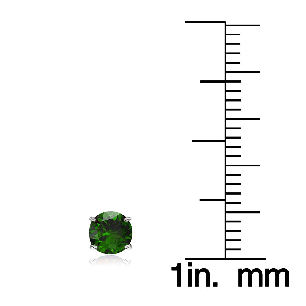 Sterling Silver Created Emerald 5mm Round-Cut Solitaire Stud Earrings-5