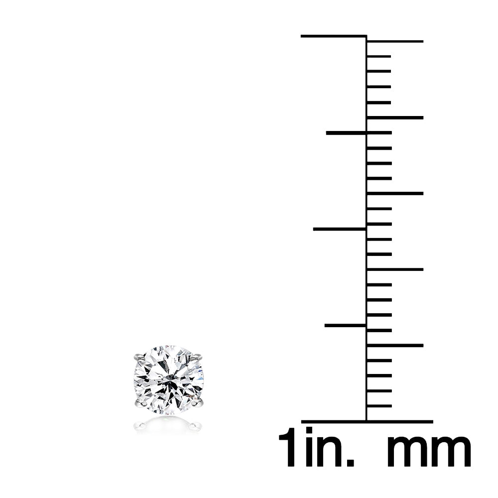 Sterling Silver White Topaz 5mm Round-Cut Solitaire Stud Earrings-5