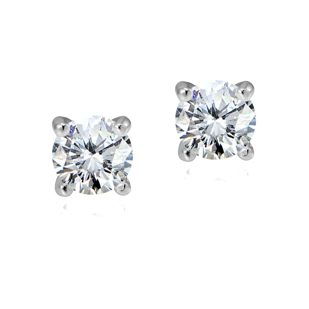 Sterling Silver 1ct Cubic Zirconia 5mm Round Stud Earrings