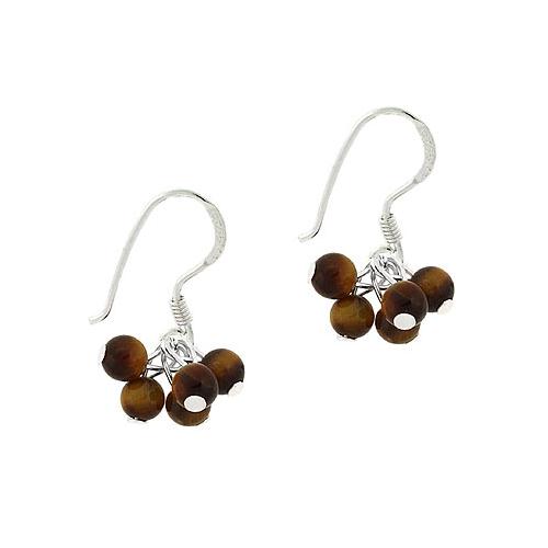 Sterling Silver Tiger Eye Bead Cluster Children's Earrings