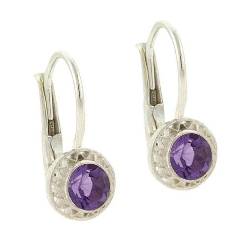 Sterling Silver Amethyst Filigree Round Leverback Earrings