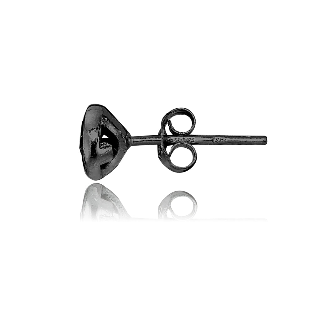 Black Tone Over Sterling Silver Black Cubic Zirconia Bezel Martini Set Stud Earrings-3