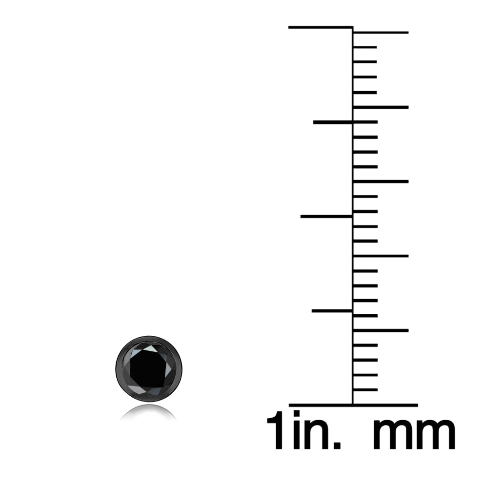 Black Tone Over Sterling Silver Black Cubic Zirconia Bezel Martini Set Stud Earrings-4